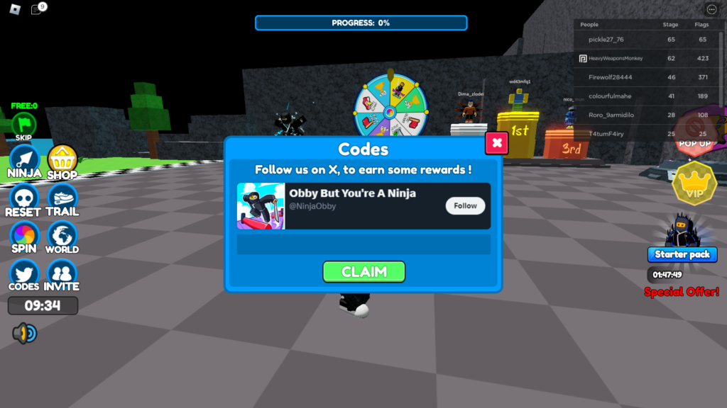 ninja obby codes roblox